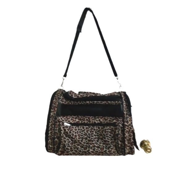 Perfectly Pet Cat Carrier Tote Cheetah Animal Print Faux Sheepskin lining